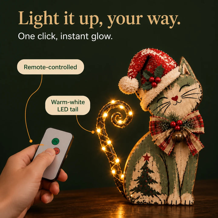 Tinsel & Whiskers – Vintage-Style Lighted Tail Christmas Cat