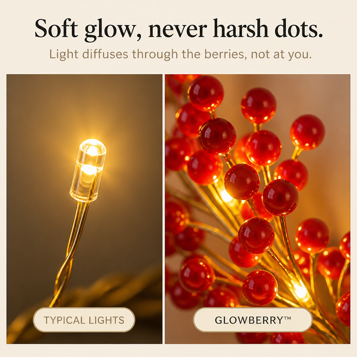 Glowberry – Berry-Diffused Warm Glow LED Wreath