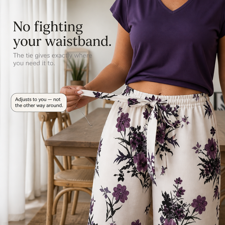 Twovelle – V-Neck Tie-Waist Wide-Leg Two-Piece Set