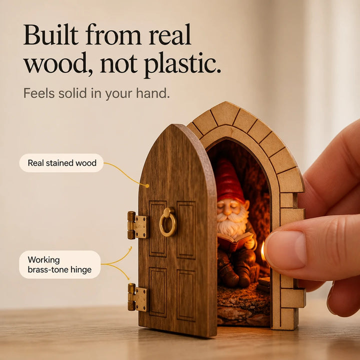 Hearthhollow – Illuminated Hidden Gnome Scene Miniature Door