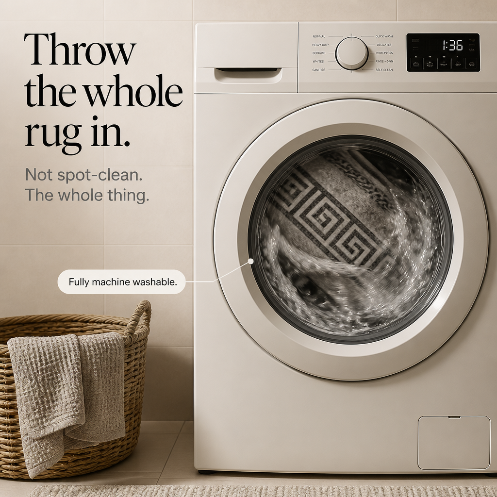 Gripwell – Low-Pile Machine-Washable Greek Key Area Rug