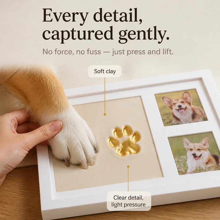Pawprint Keepsake – Three-Window Paw Print Frame