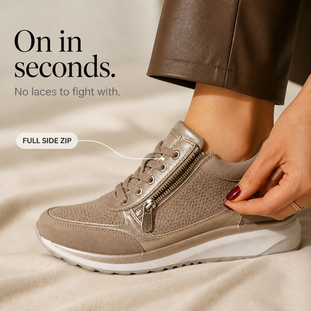 Eugénie Zip – Metallic Accent Casual Sneakers