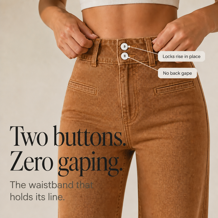 Highline – Double-Button Waistband Wide-Leg Jeans