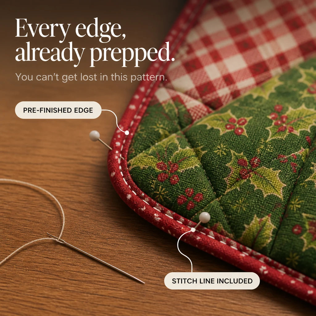 Holly & Stitch – Santa Appliqué Quilted Sewing Basket Kit
