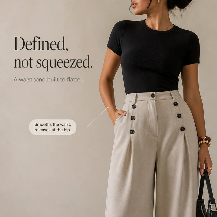 Veloura – High-Waisted Pleated Wide-Leg Trousers