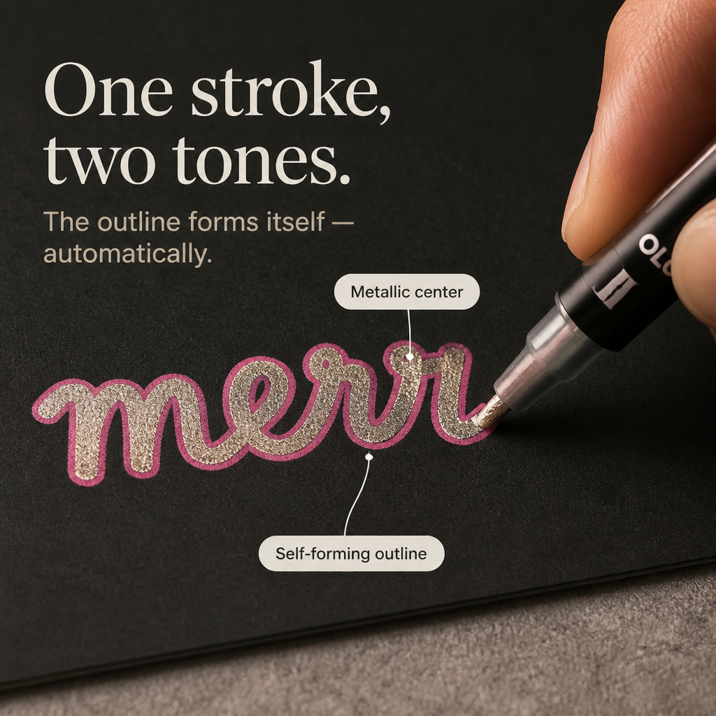 Twinora – Dual-Outline Metallic Ink Marker Set