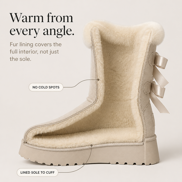 Bowelle – Plush-Lined Platform Bow Winter Boots