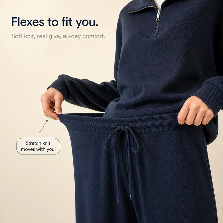 Veya – Quarter-Zip Stand-Collar Blouse And Wide-Leg Trouser Set