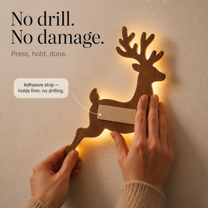 NoelGlow – Warm White LED Reindeer Wall Décor