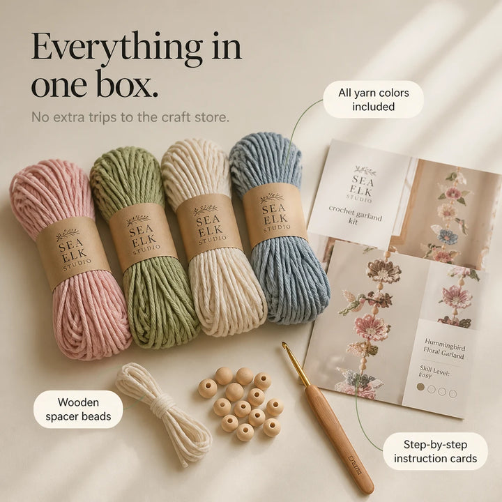 Hummingbird Haven – Crochet Hummingbird Flower Garland