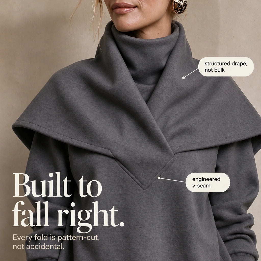 Sailora – Draped Sailor-Collar Fleece Sweatshirt