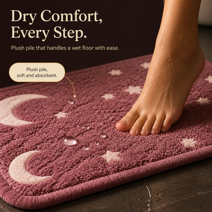Lunaglow – Glow-In-The-Dark Moon And Star Bath Mat Set
