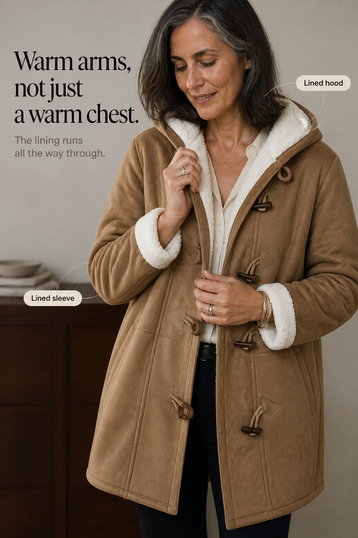 Suedeluxe – Hooded Faux Suede Coat With Plush Lining
