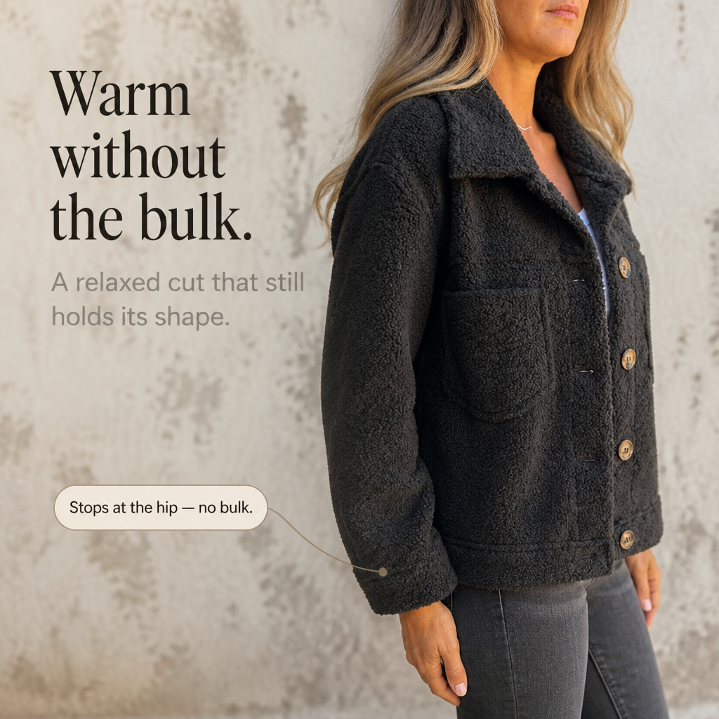Ariane – Curly Faux-Fur Button-Front Jacket