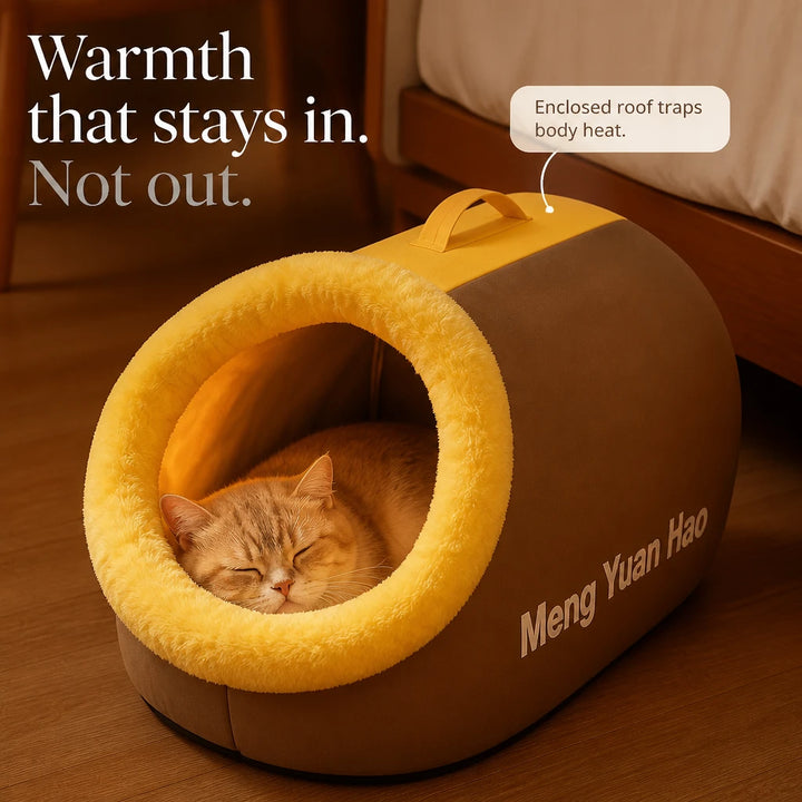 Cozyburrow – Enclosed Cave-Style Cat Bed With Removable Plush Cushion