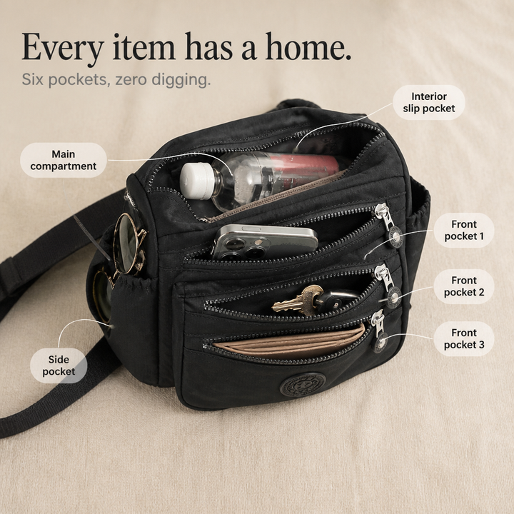 Featherglide – Lightweight Multi-Pocket Crossbody Bag