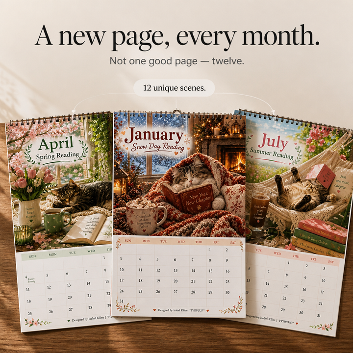 Pagepaws – 2027 Cats And Books 12-Month Wall Calendar