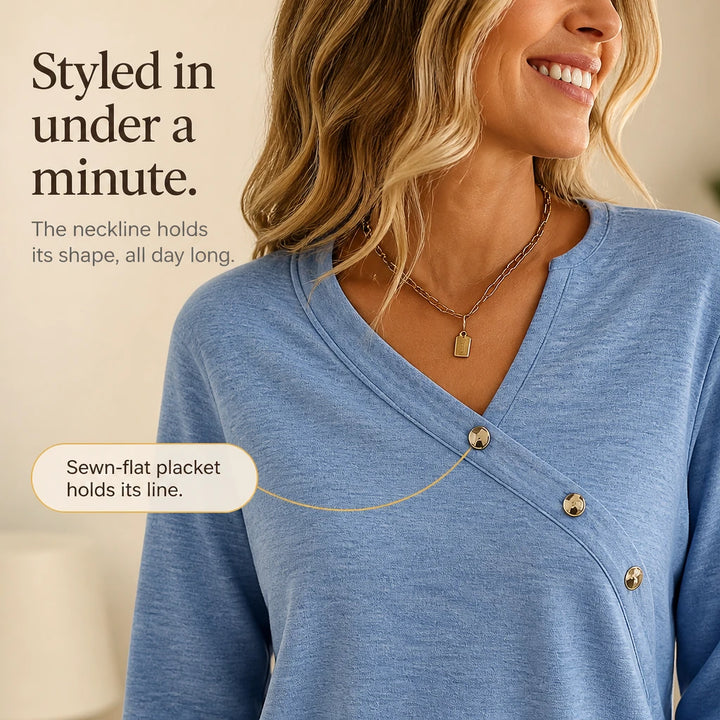 Everlane – Diagonal Button V-Neck Sweatshirt