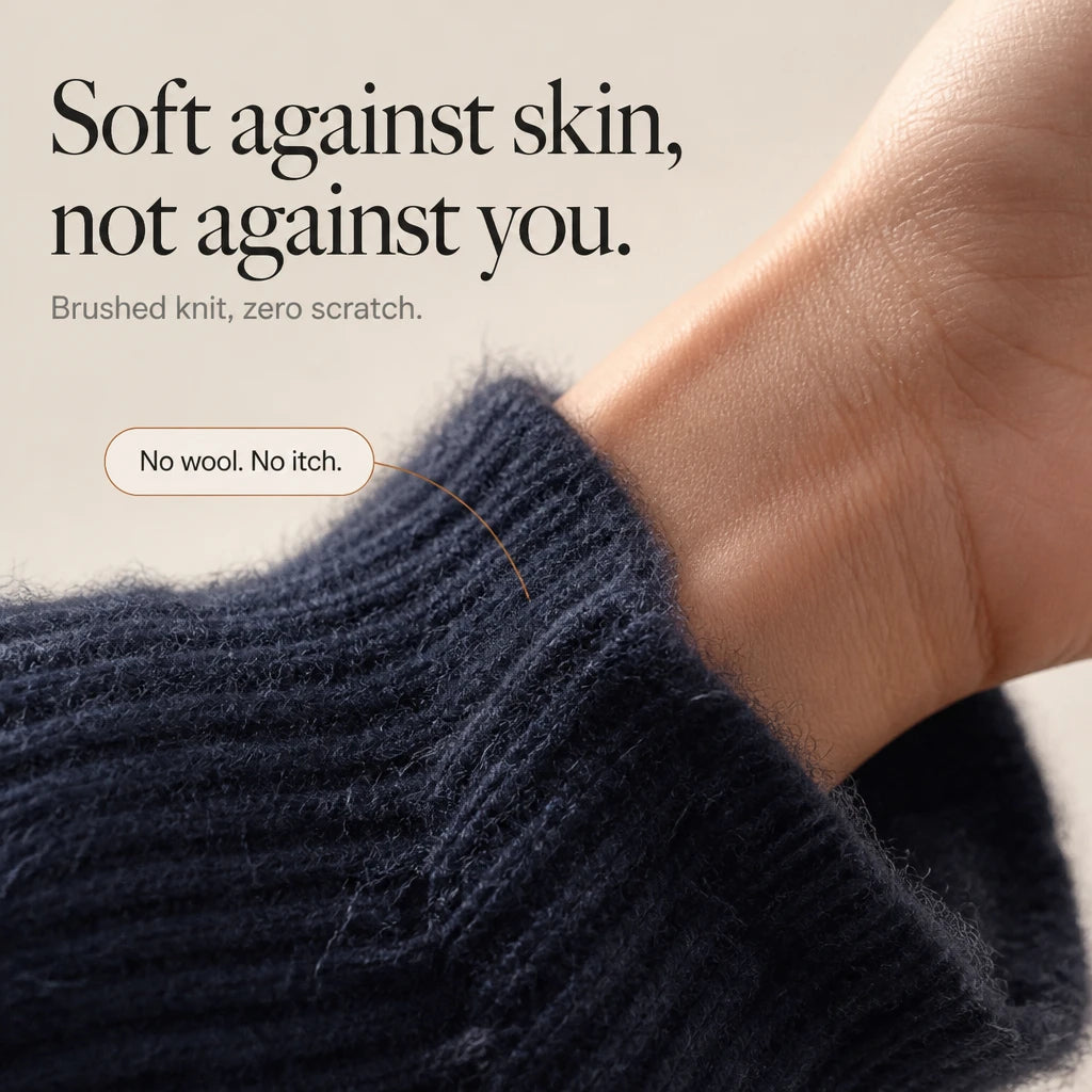 Wooluna – Fuzzy Contrast-Collar Half-Zip Sweater