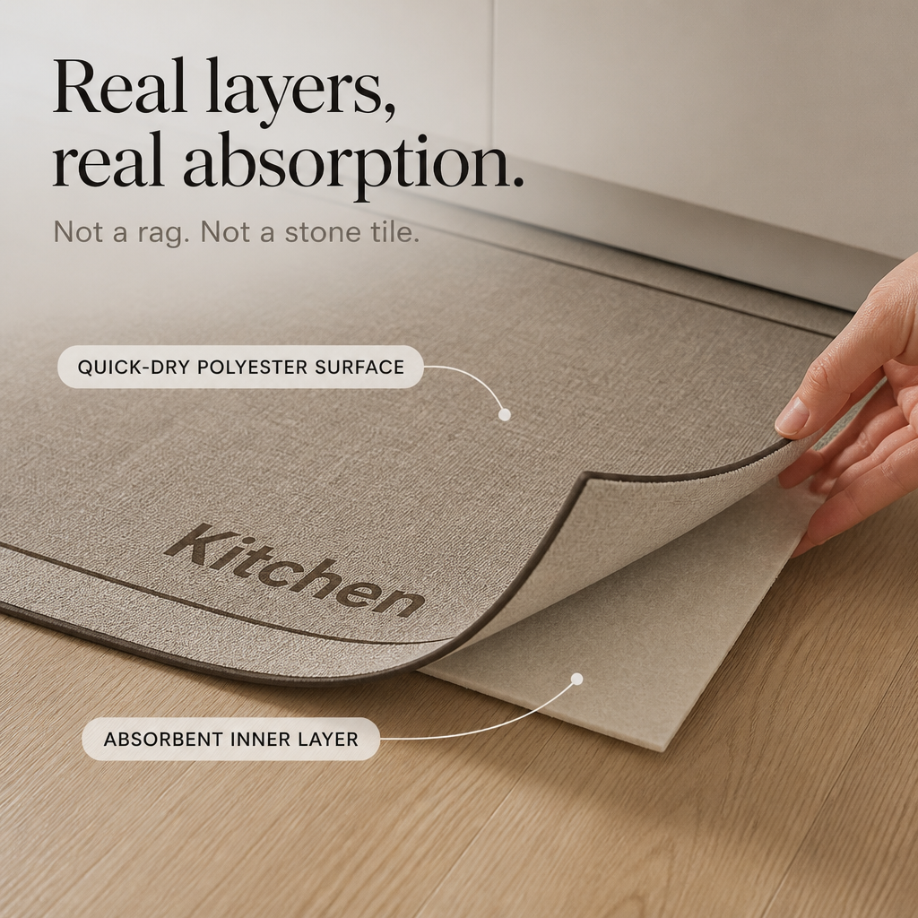 Drymatt – L-Shaped Diatomite Quick-Dry Kitchen Mat