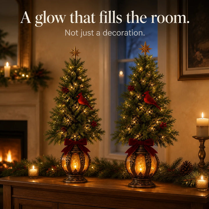 Cardinal Glow – Pre-Lit Cardinal Lantern Trees