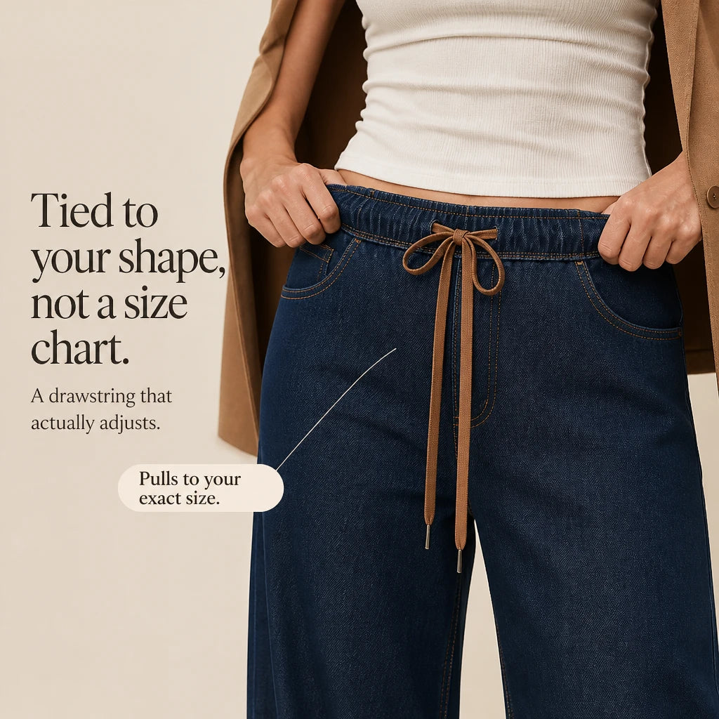 Tielora – Drawstring Waist Wide-Leg Jeans