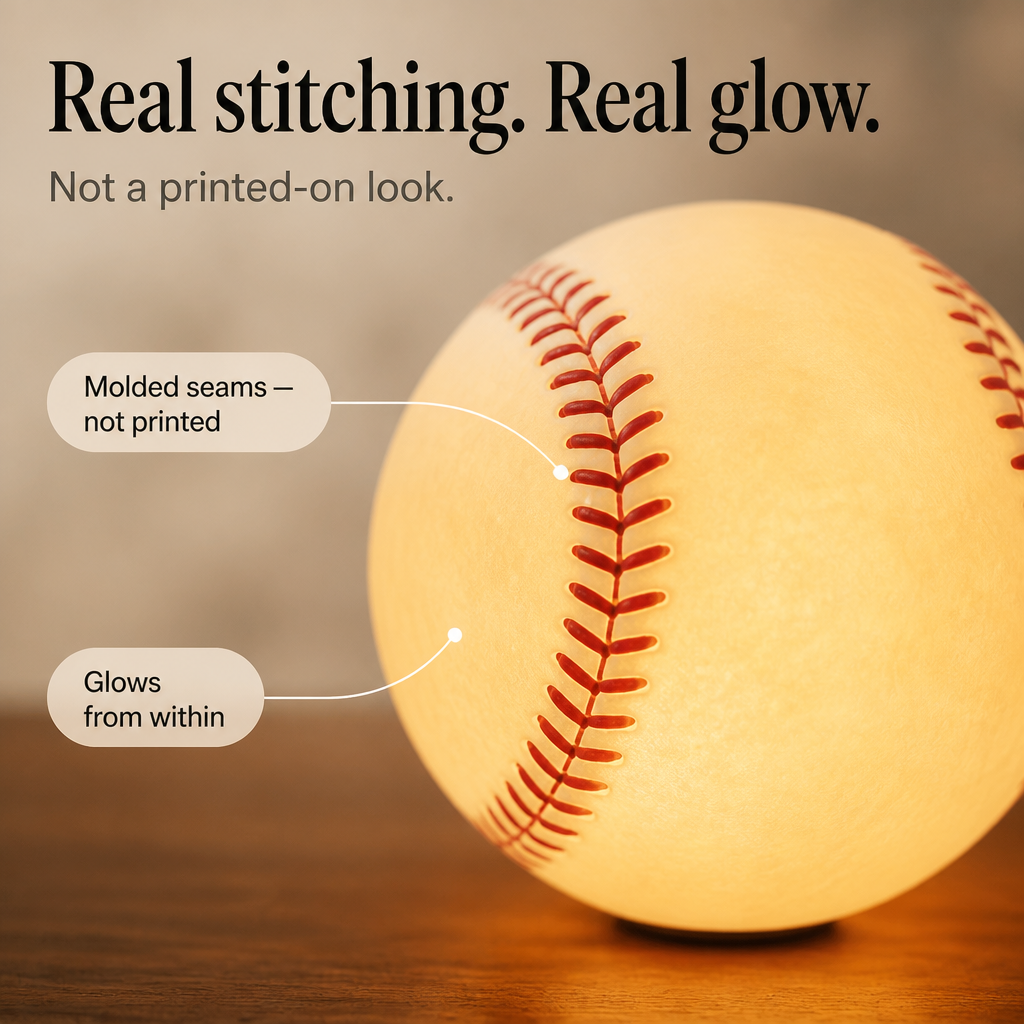 Home Plate Glow – Baseball Stitching Night Light