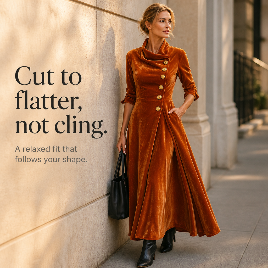 Veloura – Cowl Neck Velvet-Look Maxi Dress