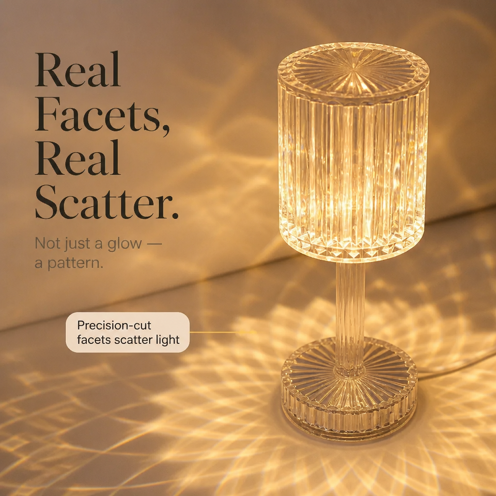 Faceva – Cordless Faceted Crystal Touch Table Lamp