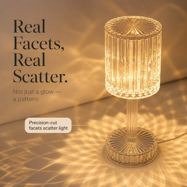 Faceva – Cordless Faceted Crystal Touch Table Lamp