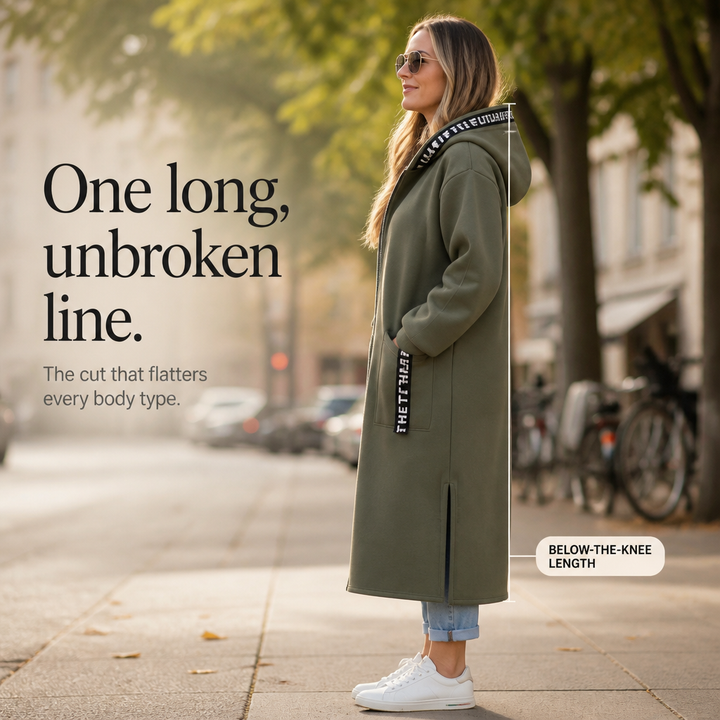 Wrapelle – Extra-Long Hooded Zip Jacket