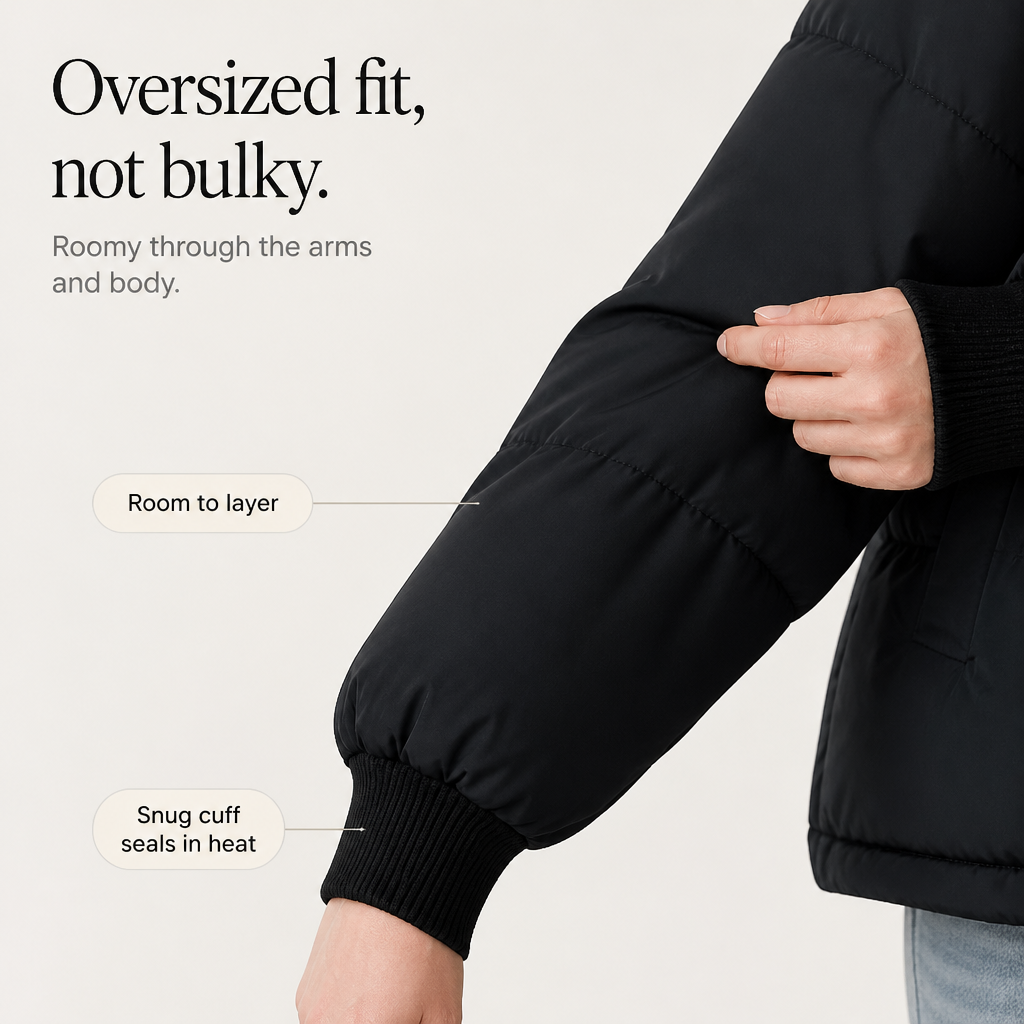 Veluna – Cropped Hooded Puffer Jacket