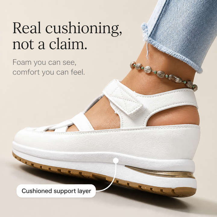 Velora – Closed-toe cage platform sandals with ankle strap
