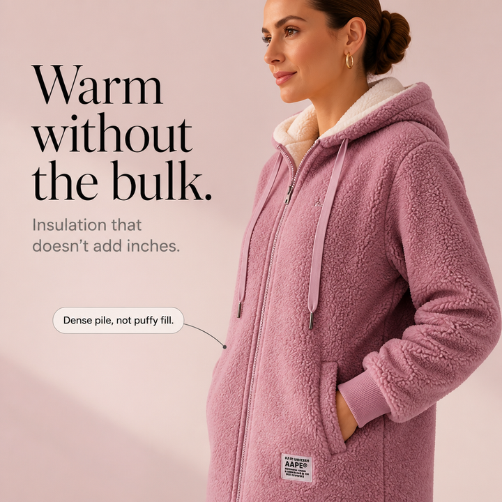 Veloura – Hooded Mid-Length Faux-Shearling Jacket