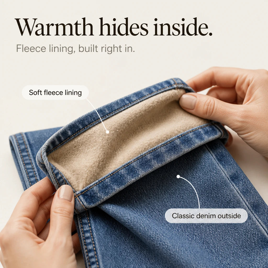 Cozydenim – High-Waisted Fleece-Lined Stretch Jeans