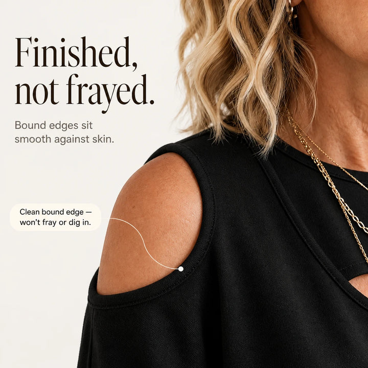 Chicora – Striped Cold-Shoulder Cutout Sweatshirt