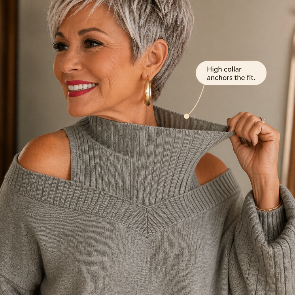 Veluna – Off-Shoulder Cable-Knit Sweater