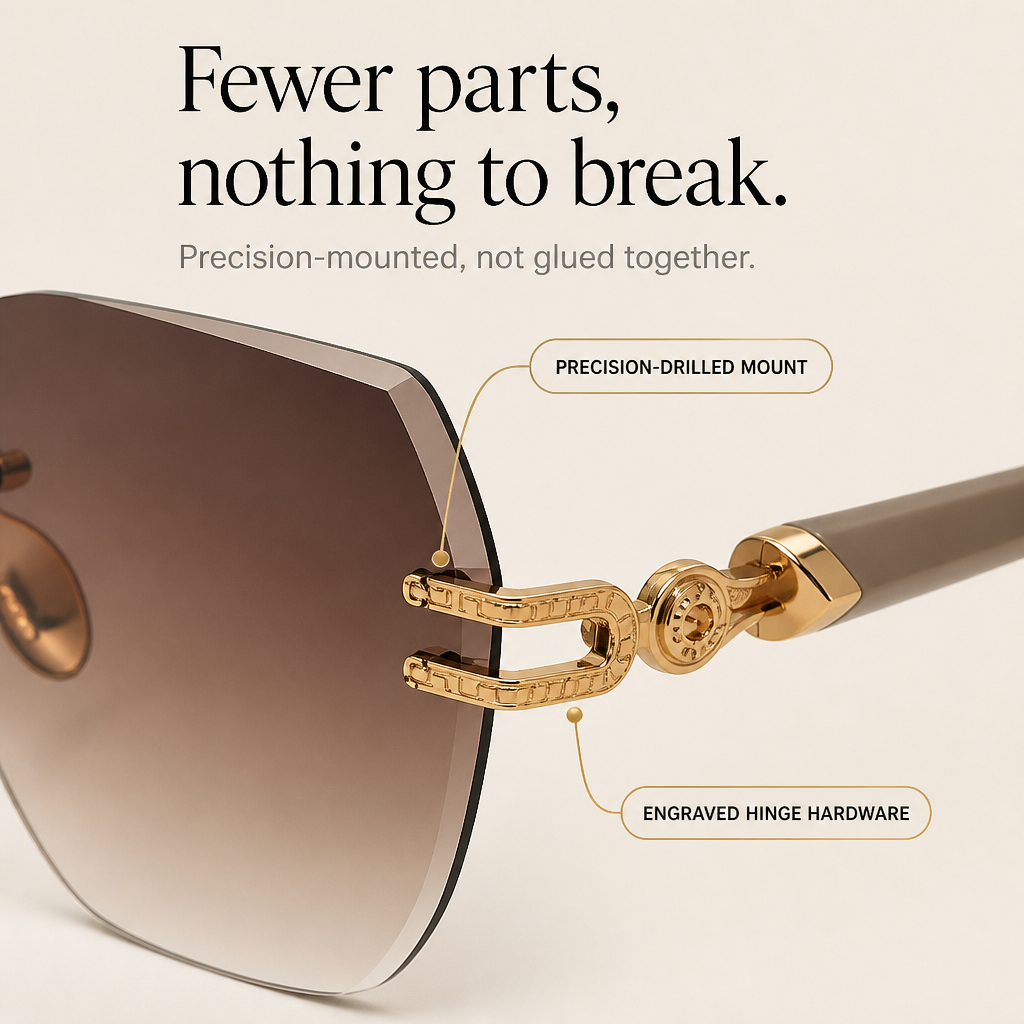 Rimlyn – Rimless Oversized Tinted Sunglasses