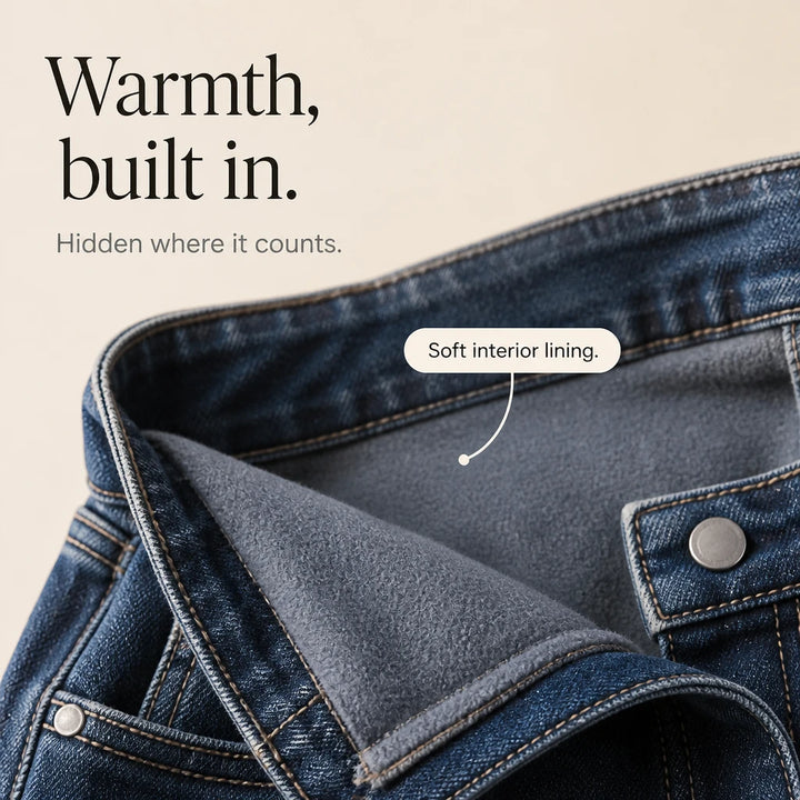 Warmelle – Fleece-Lined High-Waisted Wide-Leg Jeans