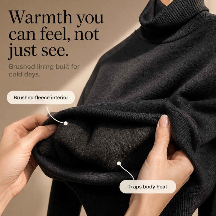 Veluna – Fleece-Lined Turtleneck Sweater