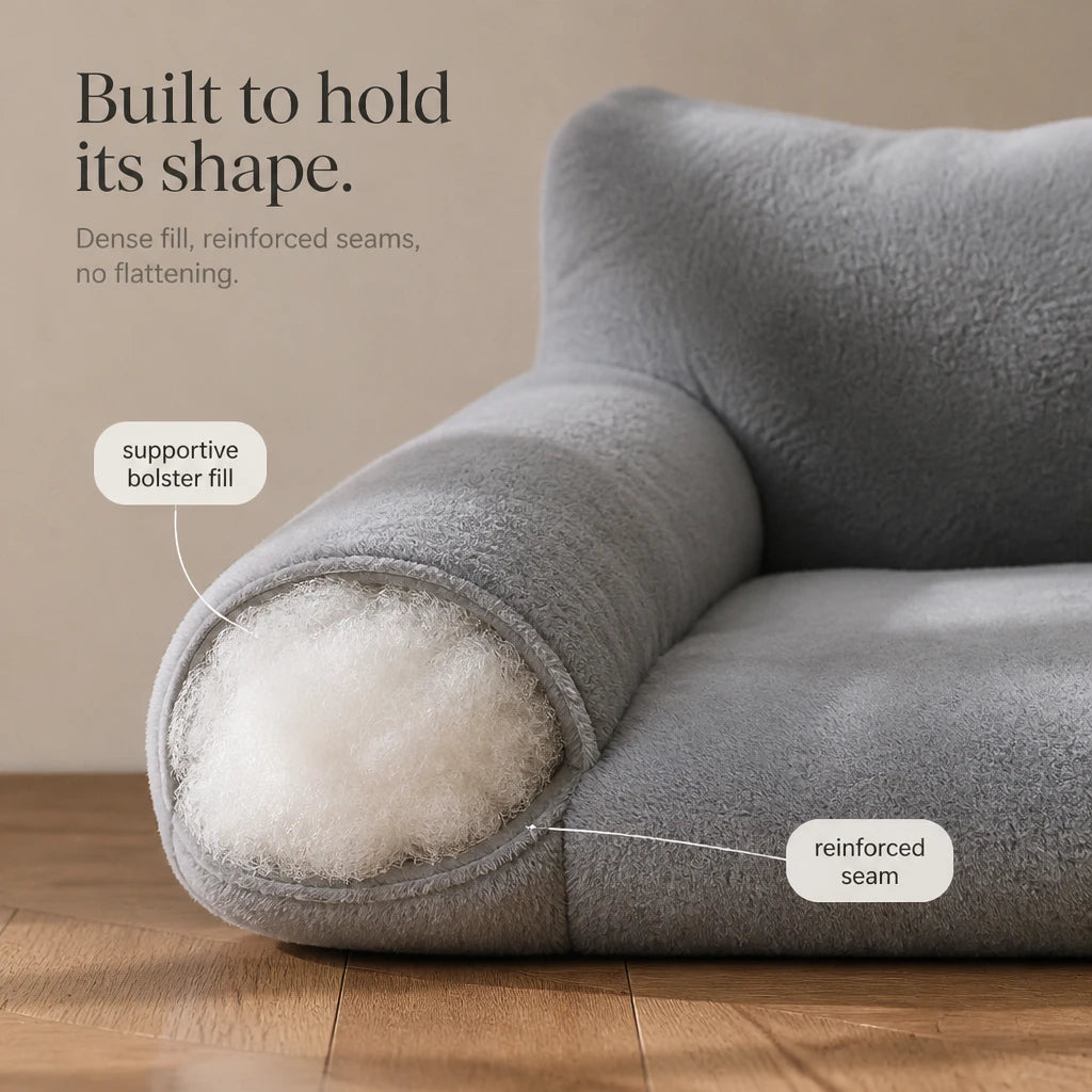 HearthPaw – Plush Sofa-Shaped Cat Bed