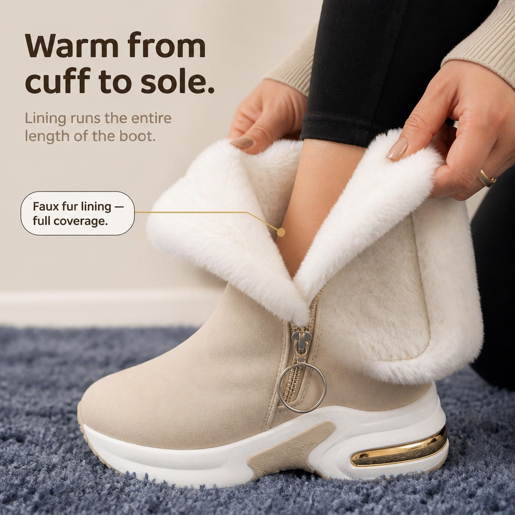 CozyLift – Plush-Cuff Zip-Up Ankle Boots