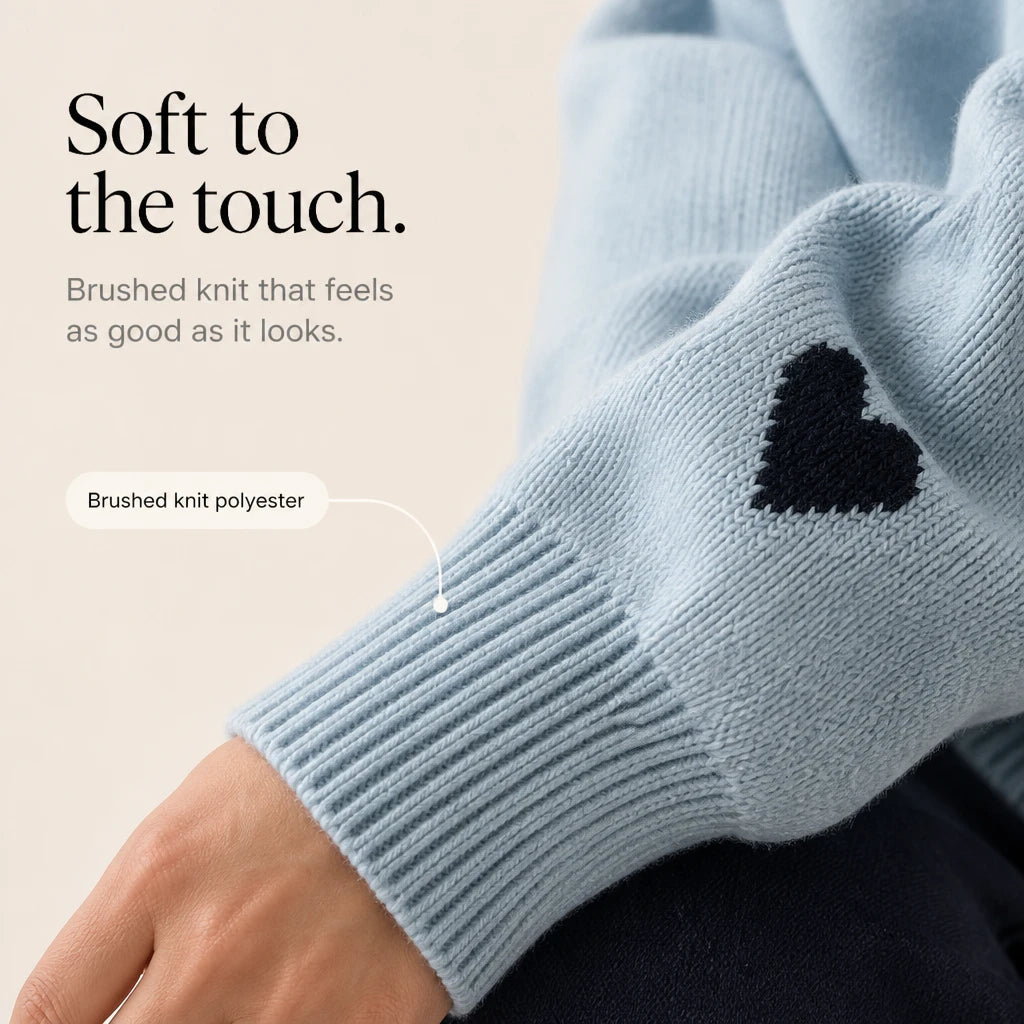 Lovelle – Heart-Pattern Quarter-Zip Sweater