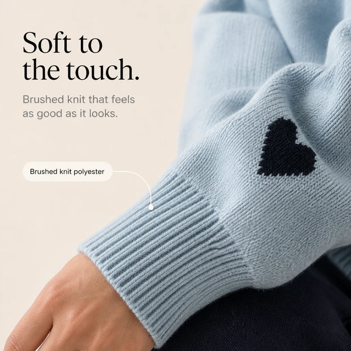 Lovelle – Heart-Pattern Quarter-Zip Sweater