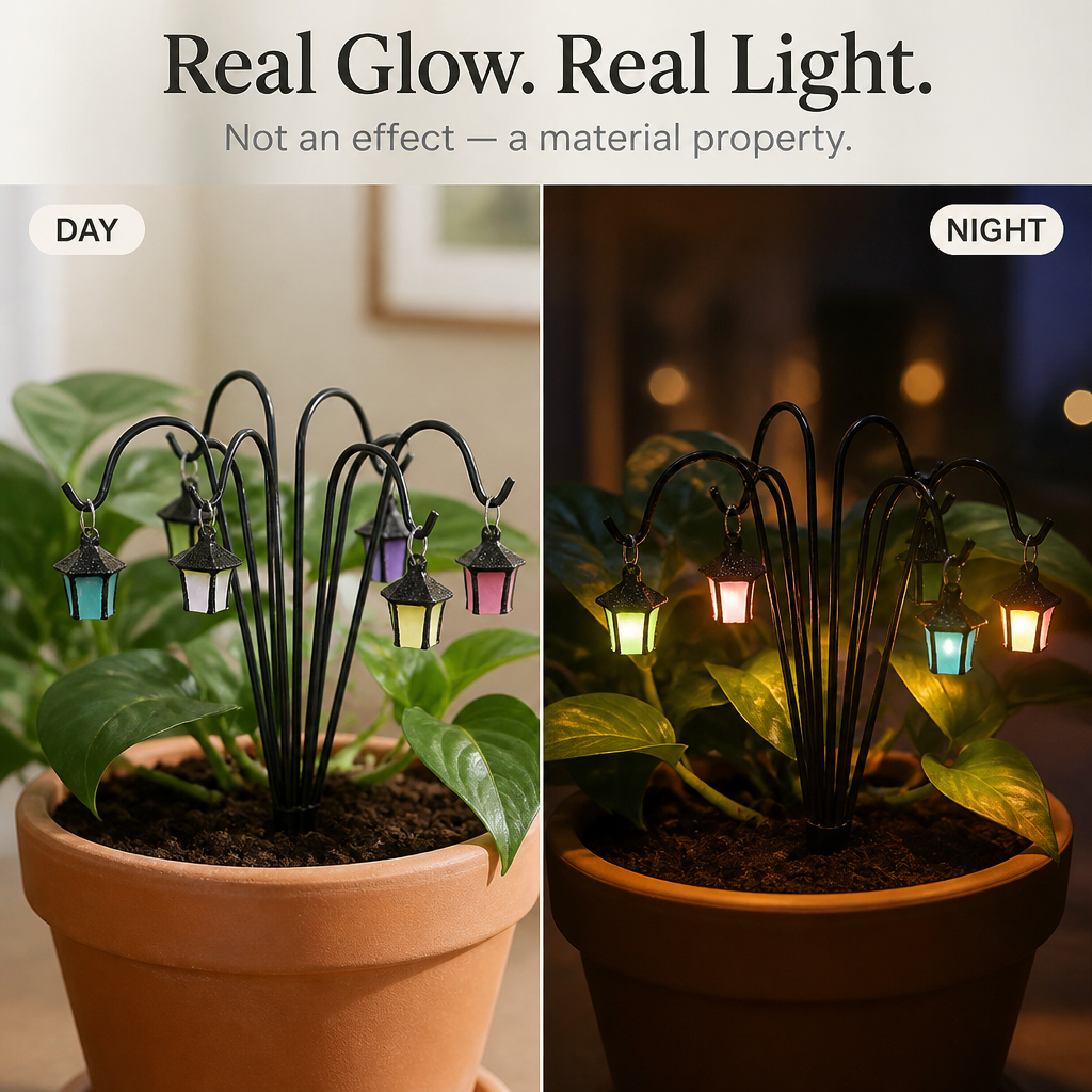 Duskwick – Glow-In-The-Dark Retro Lantern Plant Stake (7 Pcs)