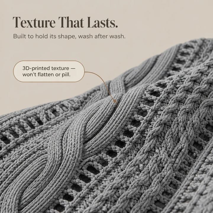 CozyCabled – Color-Block Faux Cable-Knit Quarter-Zip Pullover