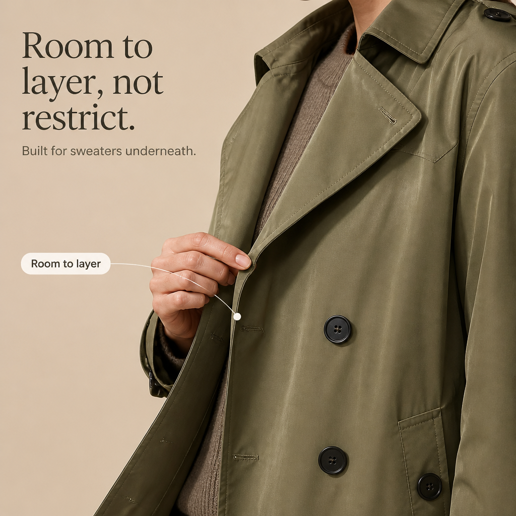 Mayfield – Double-Breasted Long Trench Coat