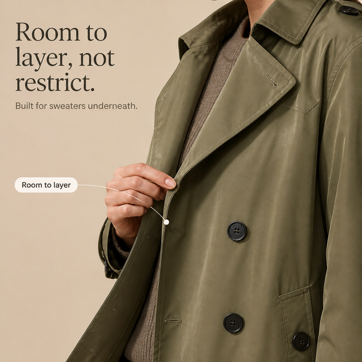 Mayfield – Double-Breasted Long Trench Coat