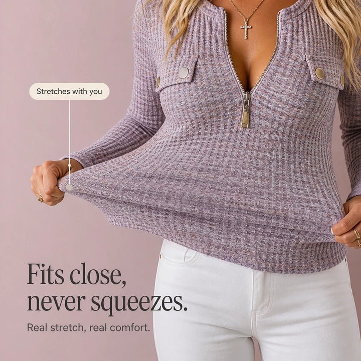 Waffle & Form – Waffle-Knit Half-Zip Top